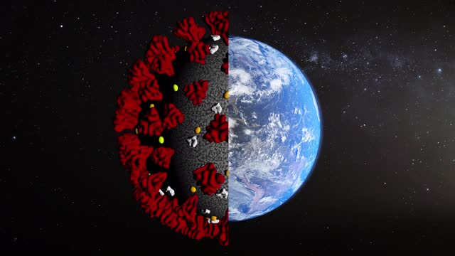 旋转的地球被Covid-19覆盖了一半视频下载