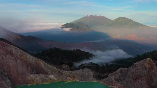 鸟瞰图卡瓦伊真火山火山口在东爪哇，印度尼西亚视频素材