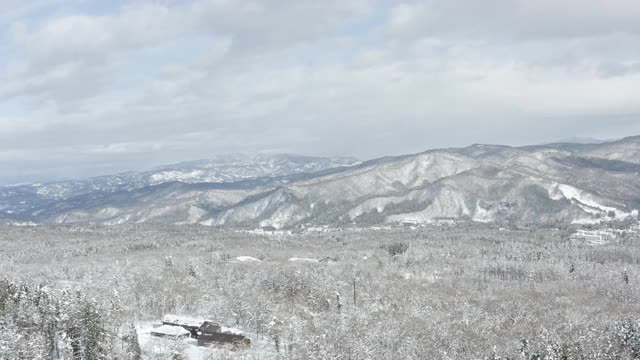 日本新泻山上的雪景视频素材