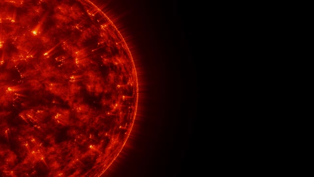 强大的燃烧太阳太阳系在太空的背景3D渲染视频素材
