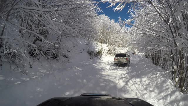 积雪覆盖的森林和道路视频素材