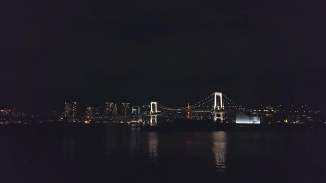 东京港区台场的东京湾夜景视频素材