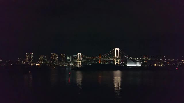 东京港区台场的东京湾夜景视频素材