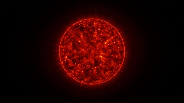强大的燃烧太阳太阳系在太空的背景3D渲染视频素材