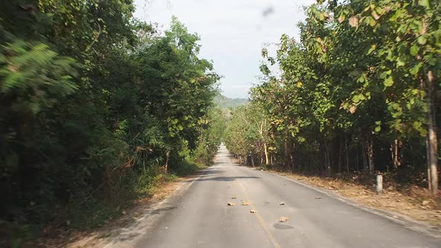 在乡村道路上行驶时从车内看到的景色视频素材