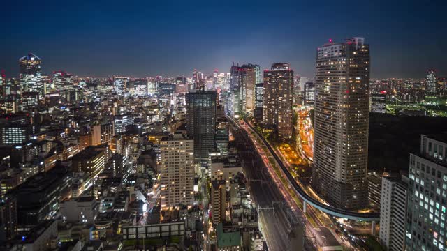 东京城市夜晚时光流逝城市景观建筑视频素材