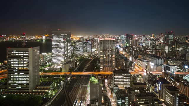 东京城市夜晚时光流逝城市景观建筑视频素材