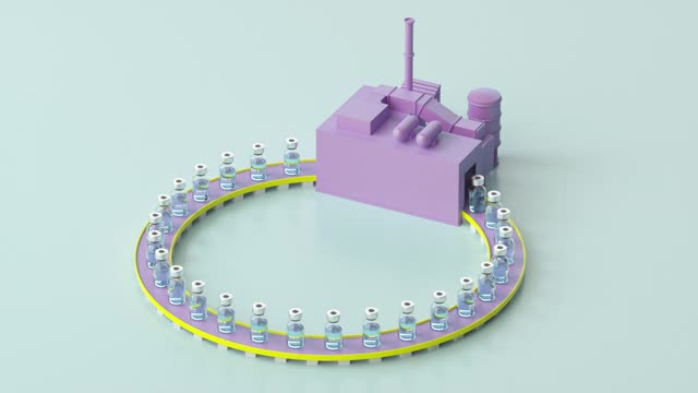Covid-19疫苗循环工厂视频素材