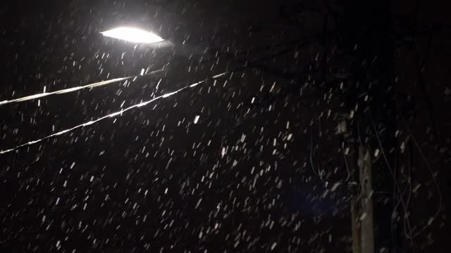 夜落雪街灯泛光灯视频素材