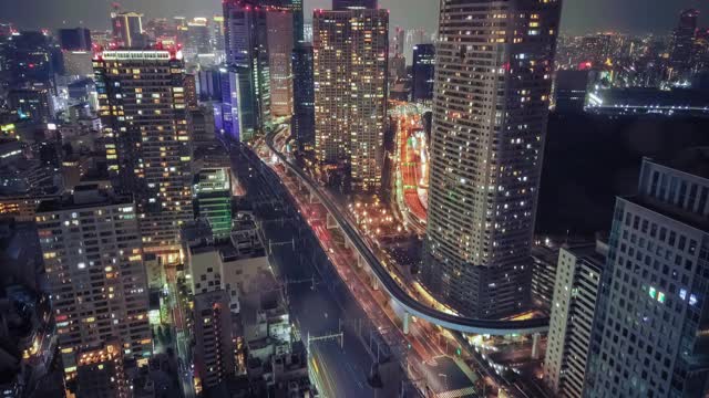 延时:东京滨松町夜景，港区，东京视频素材