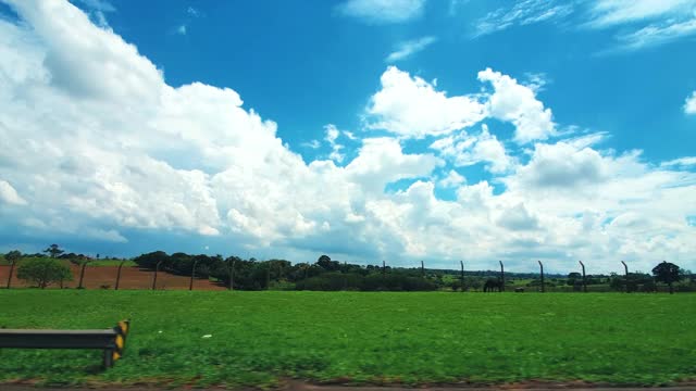 公路旅行中透过车窗的风景。视频素材