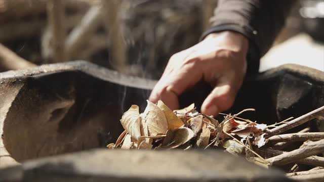 柴火，火焰，乡巴佬视频素材