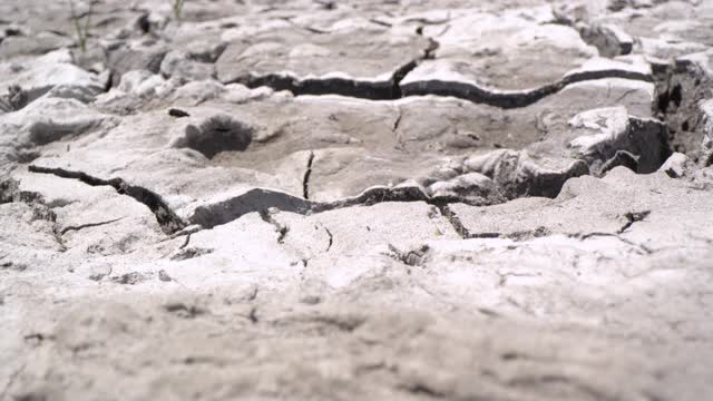 雨水淹没了龟裂的土地，水危机和干旱恢复。气候视频素材