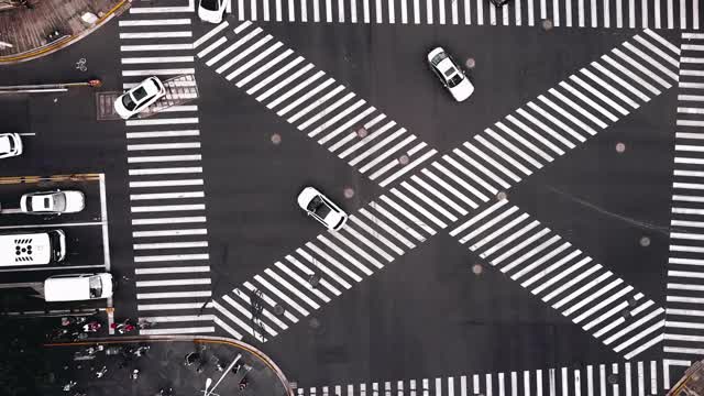 T/L PAN无人机视角城市街道十字路口视频素材