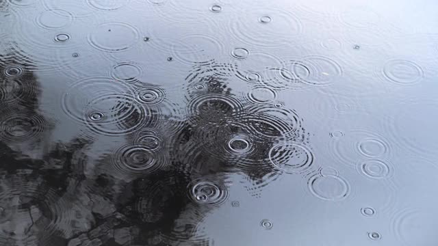 水圈上的雨滴视频素材