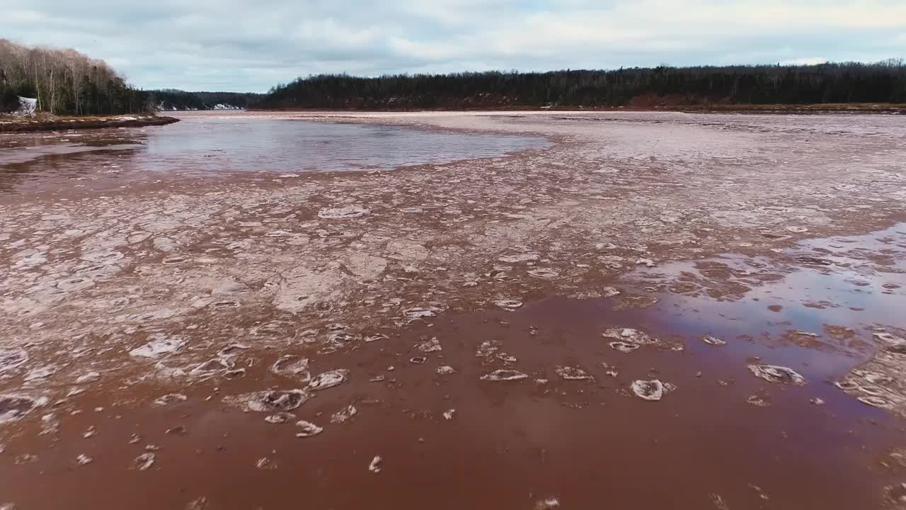 潮汐河上的浮冰视频素材