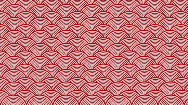 抽象日本传统红水曲线波浪图案背景三维渲染视频素材