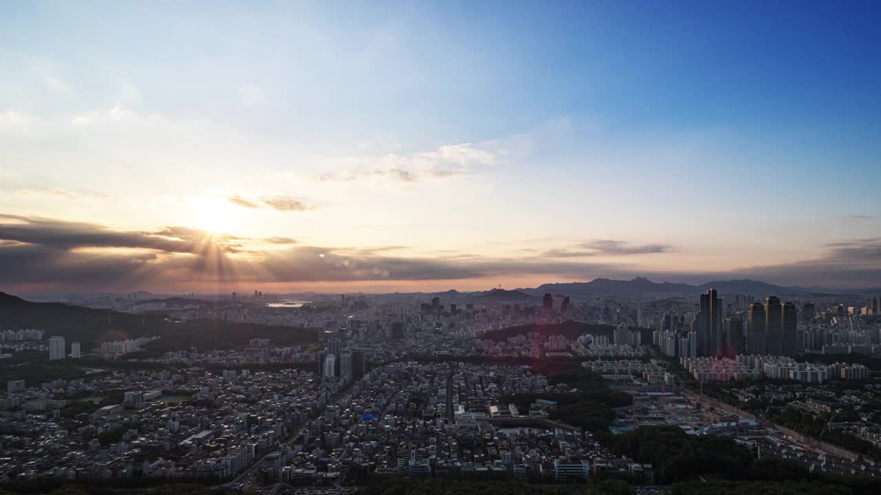 韩国首尔，Dogok区附近的日落/江南区视频素材