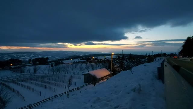 冬景山景夜景视频下载