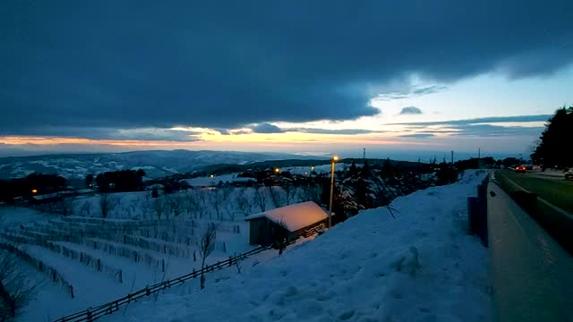 冬景山景夜景视频下载