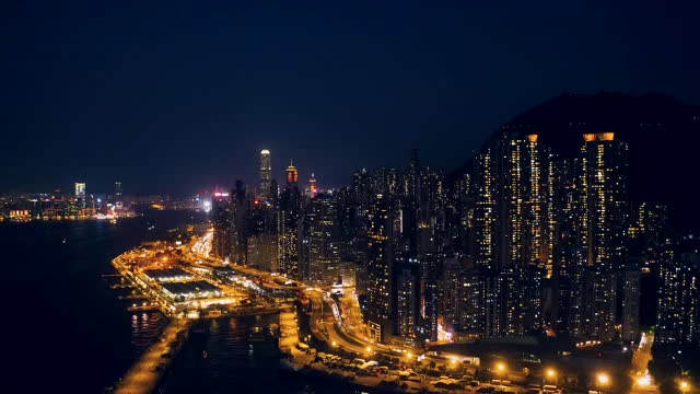 中国香港夜景鸟瞰图视频素材