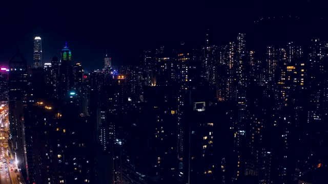 中国香港夜景鸟瞰图视频素材