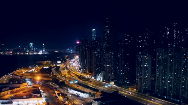 中国香港夜景鸟瞰图视频素材