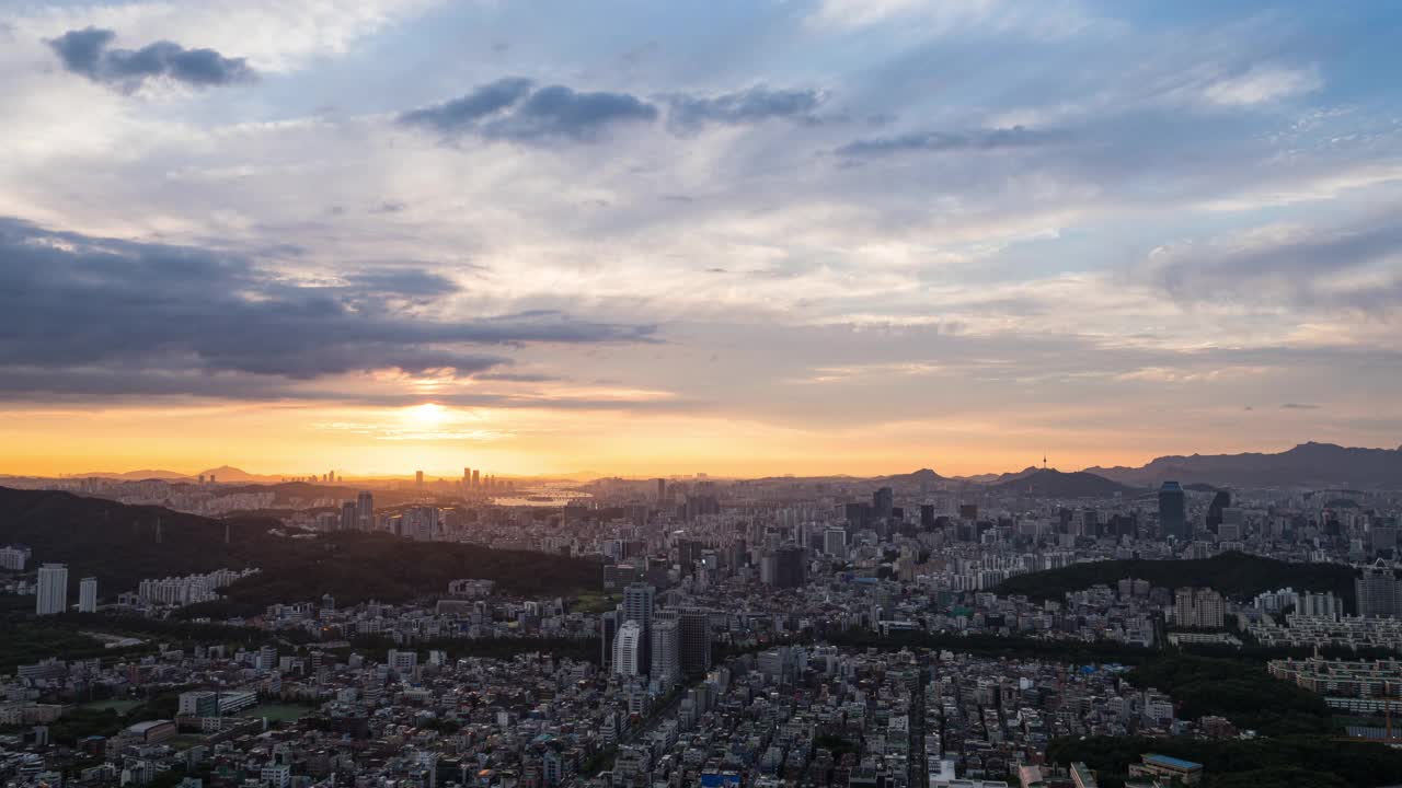 韩国首尔市中心/江南区的日落风景视频素材