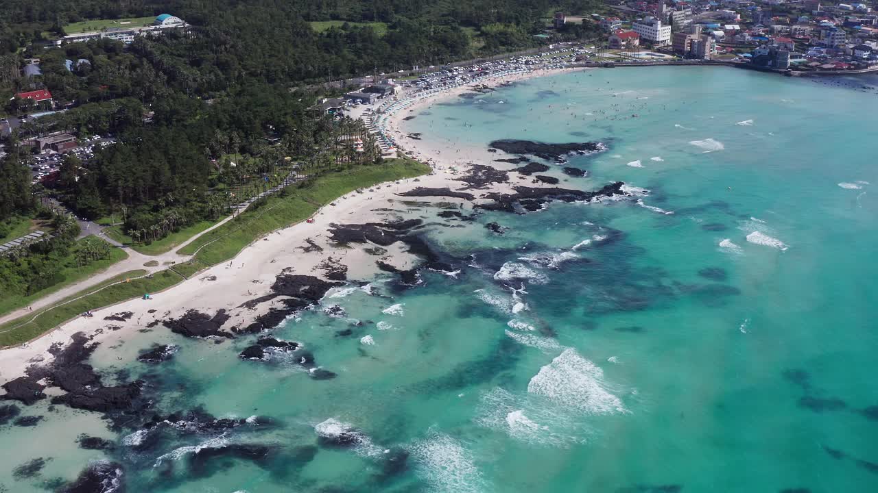 韩国济州岛，哈林县，金陵海滩视频素材