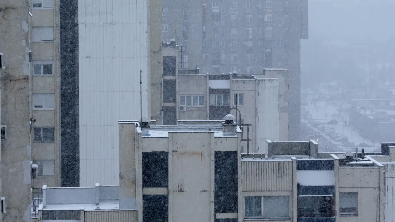 冬天的城市景象视频素材