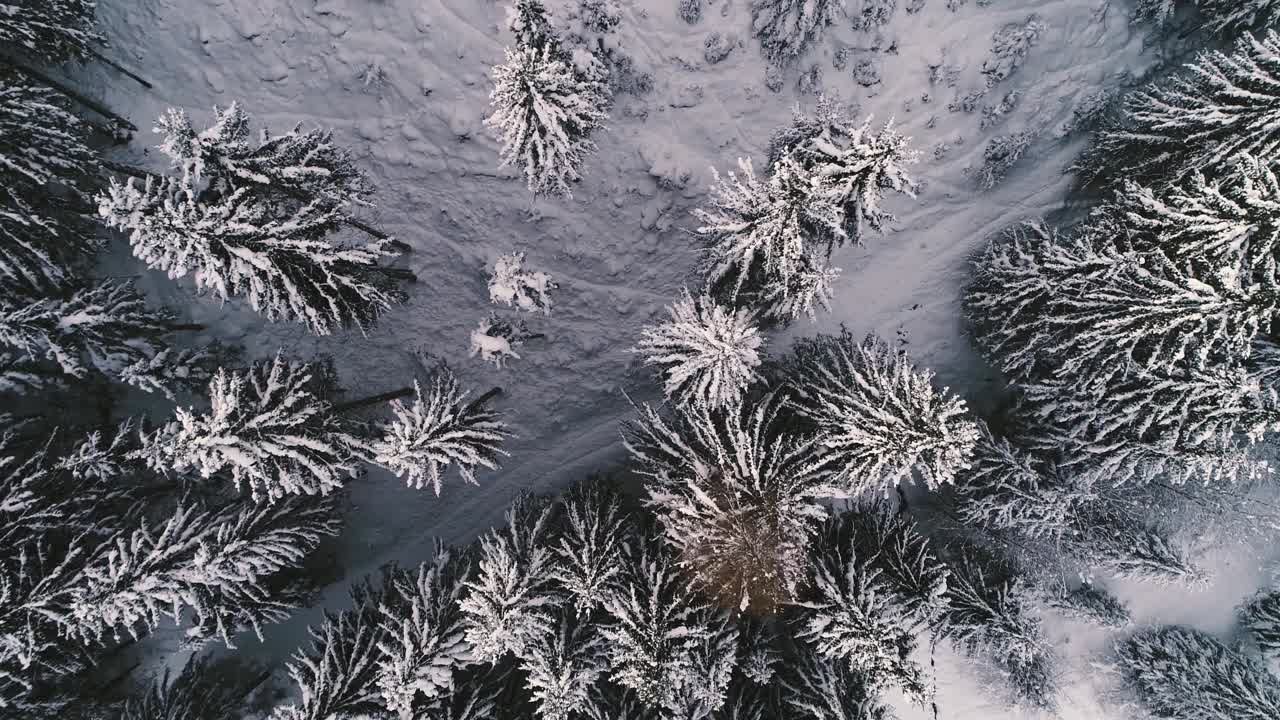 无人机在奥地利一座冰雪覆盖的山上飞行视频素材