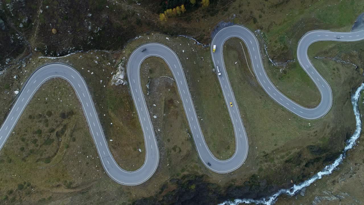 鸟瞰图Julier Pass, Grisons，瑞士视频素材