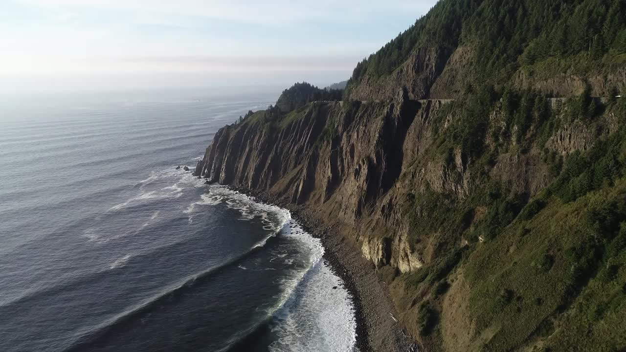 俄勒冈海岸线鸟瞰图视频素材