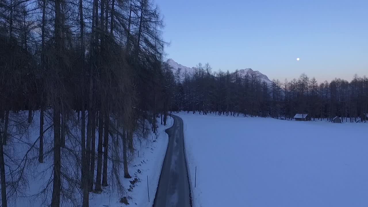 穿过树林，欣赏巴伐利亚的米明戈山脉视频素材