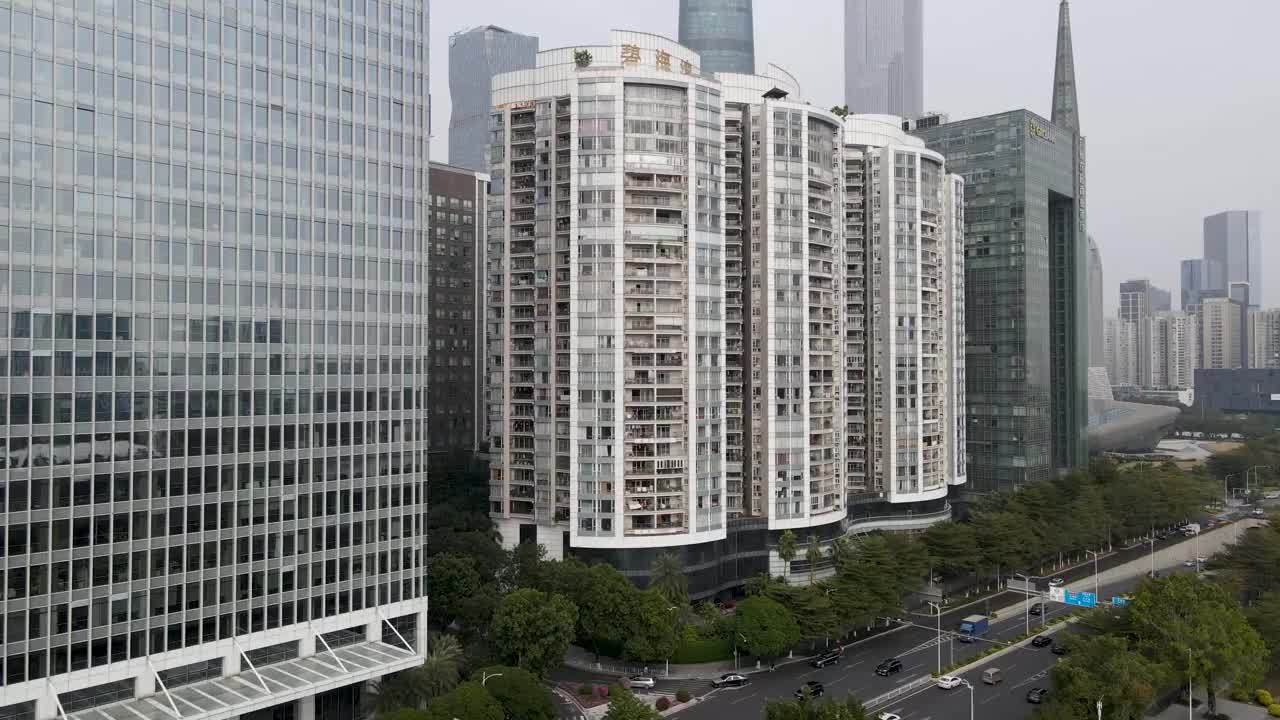 航拍广州建筑景观及天际线全景视频素材