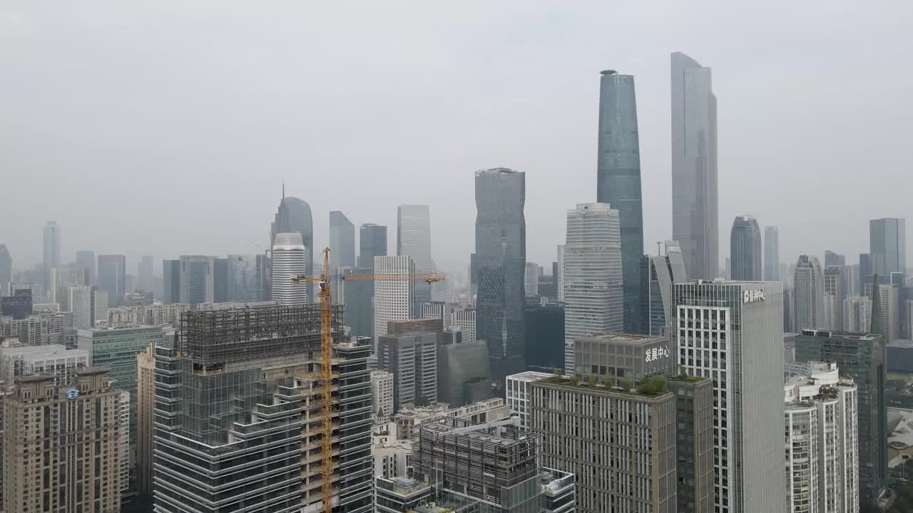 航拍广州建筑景观及天际线全景视频素材