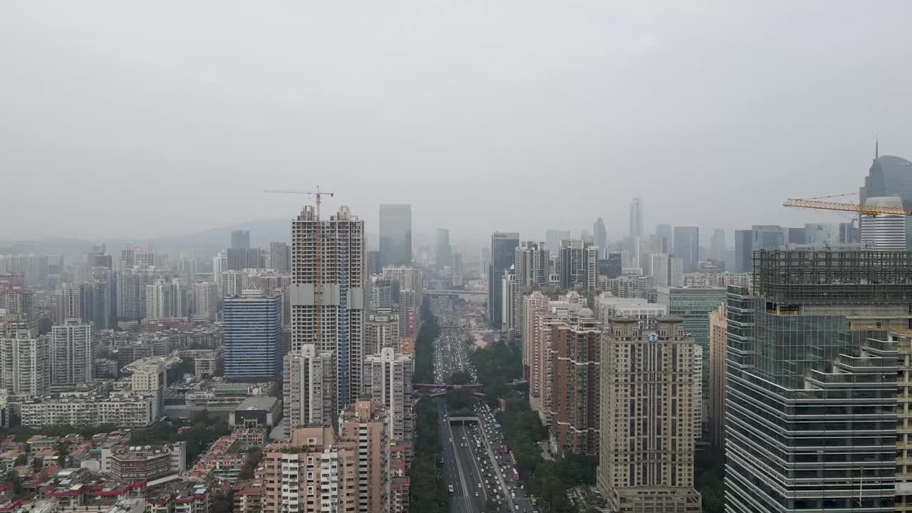 航拍广州建筑景观及天际线全景视频素材