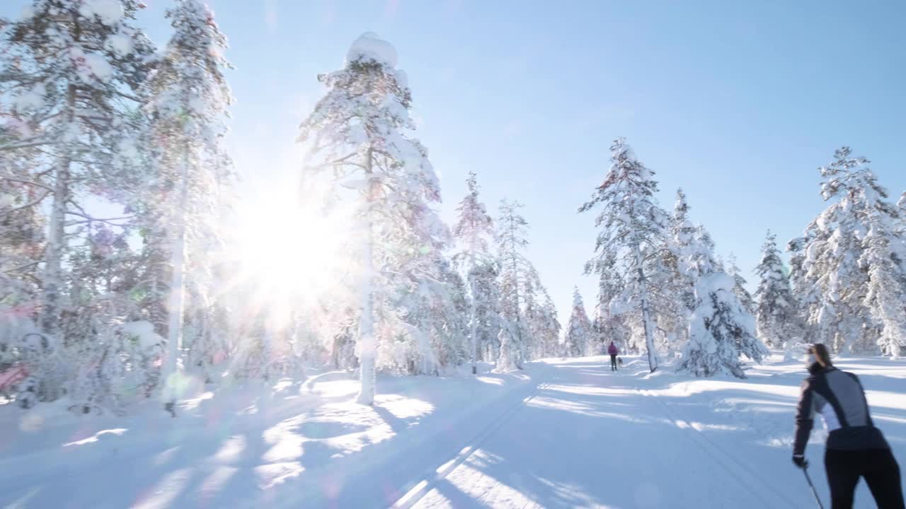 女子越野滑雪在挪威视频素材