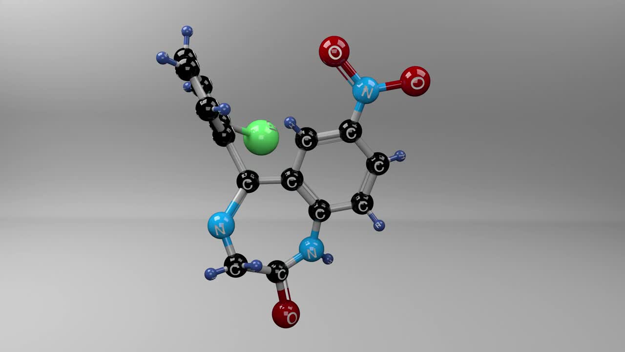 氯硝西泮分子。视频素材
