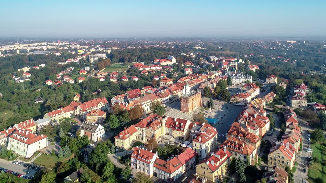 Sandomierz,波兰。旧城街市广场视频素材