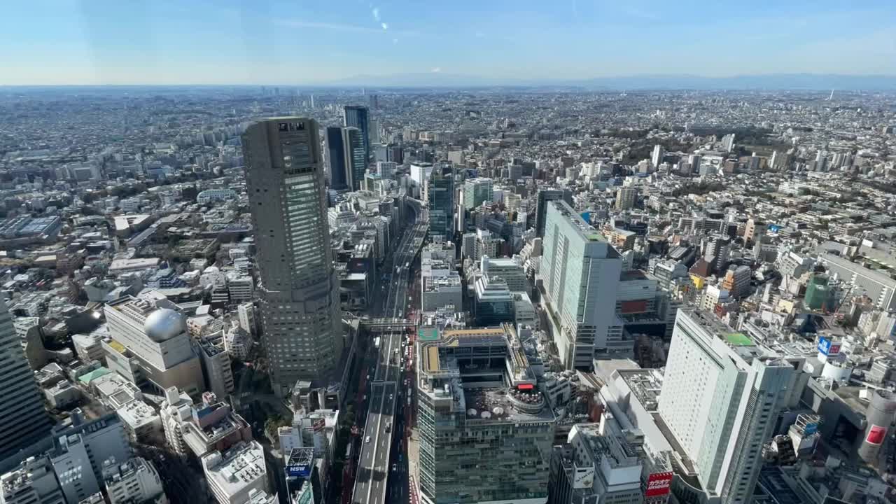 东京城市skype与清晰的蓝天鸟瞰图。视频素材