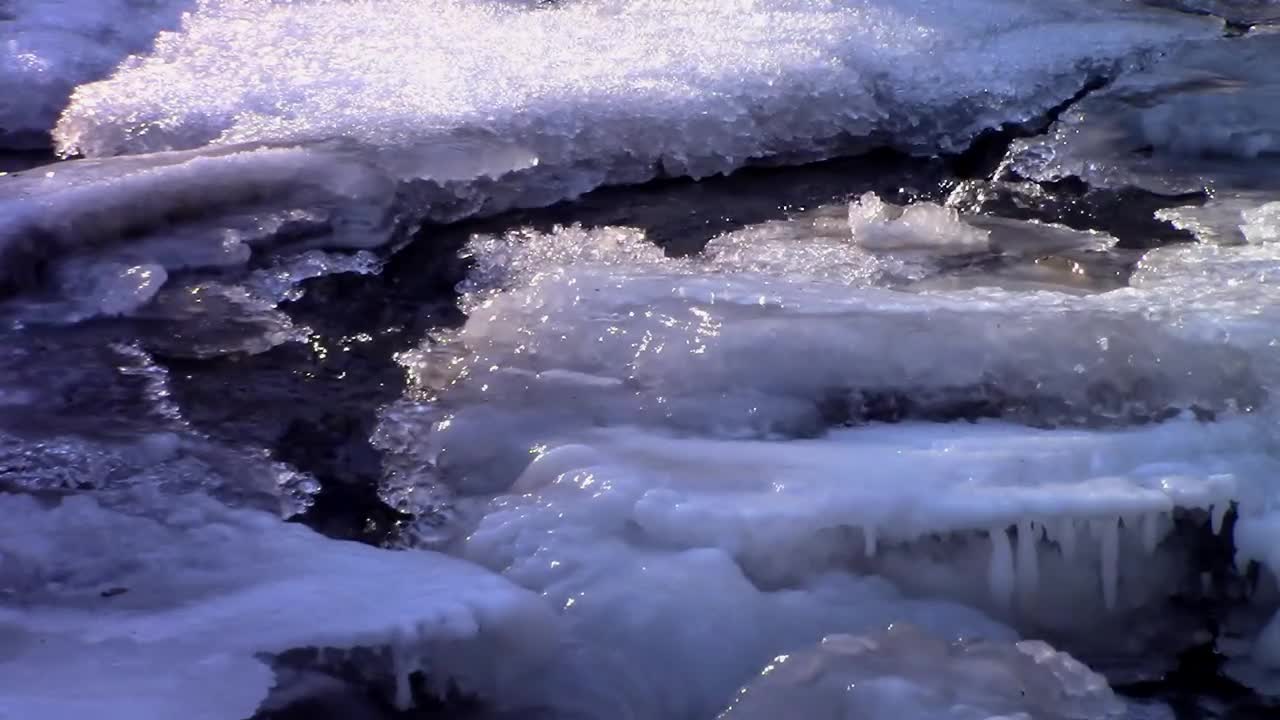 冰川融化下的流水，全球变暖的概念视频素材