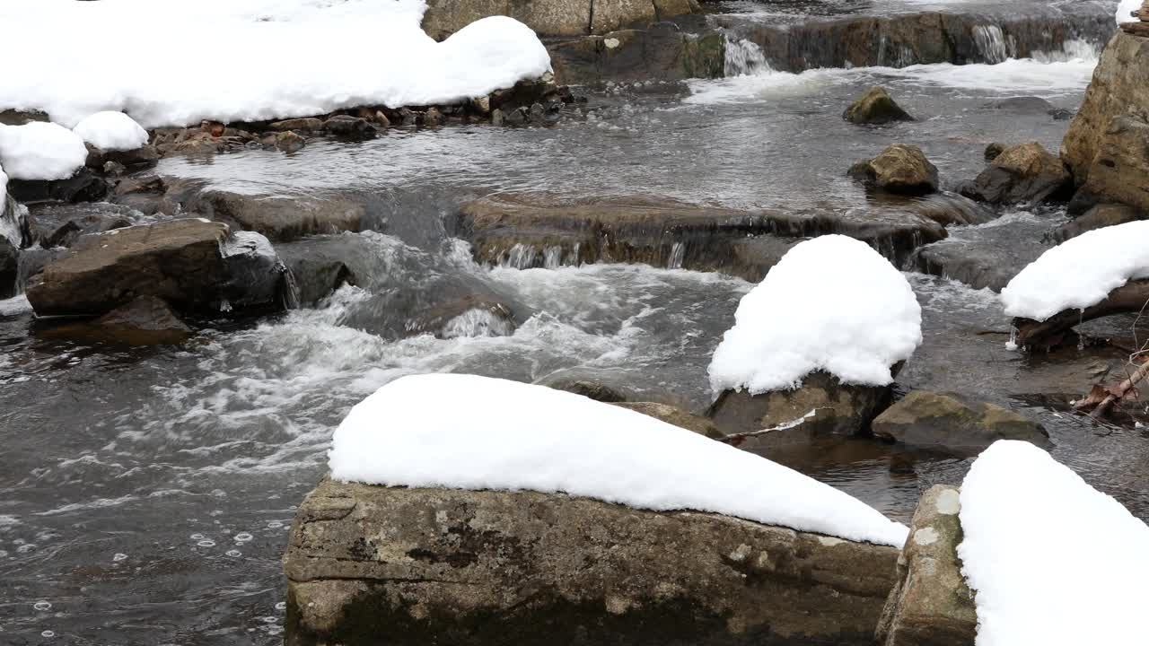 山涧里有冬天的雪视频素材