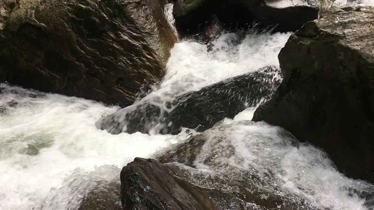 纯净的淡水瀑布在森林，南，泰国视频素材