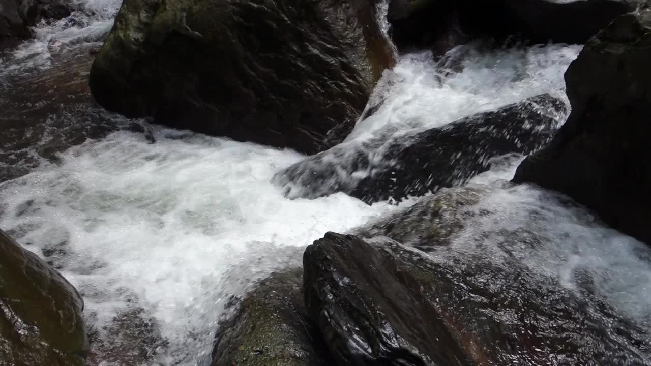 纯净的淡水瀑布在森林，南，泰国视频素材