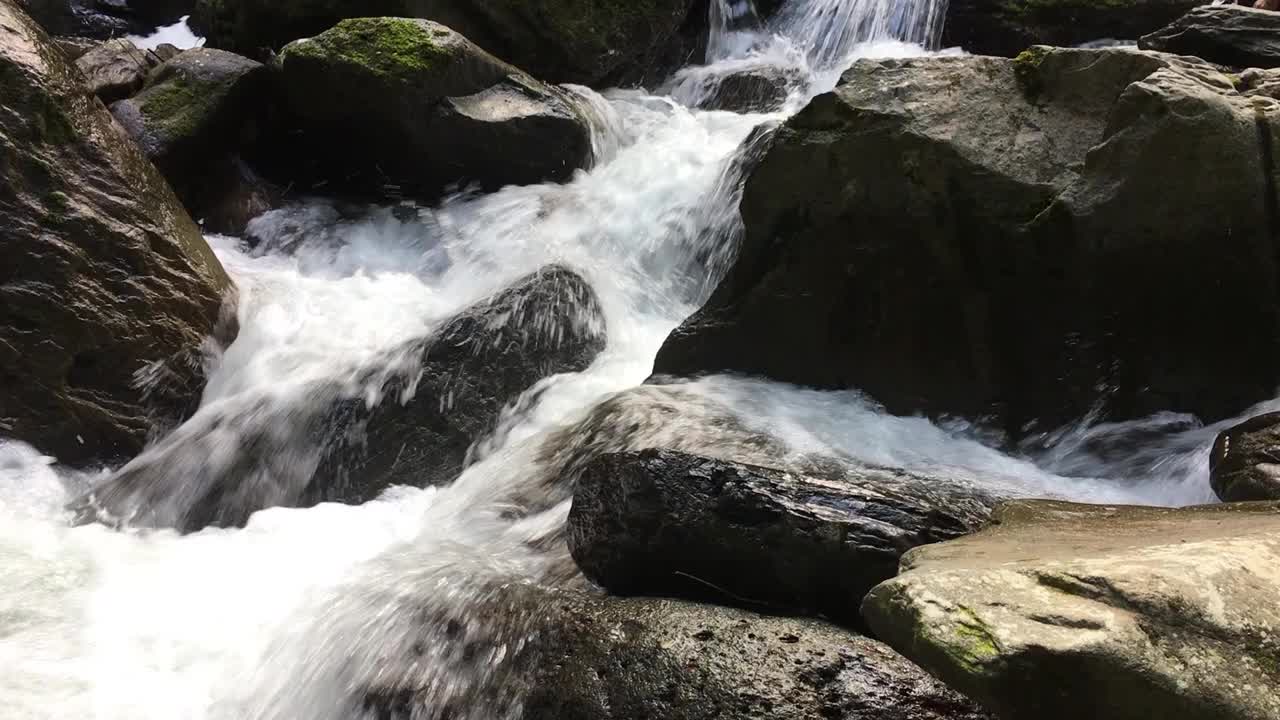 纯净的淡水瀑布在森林，南，泰国视频素材