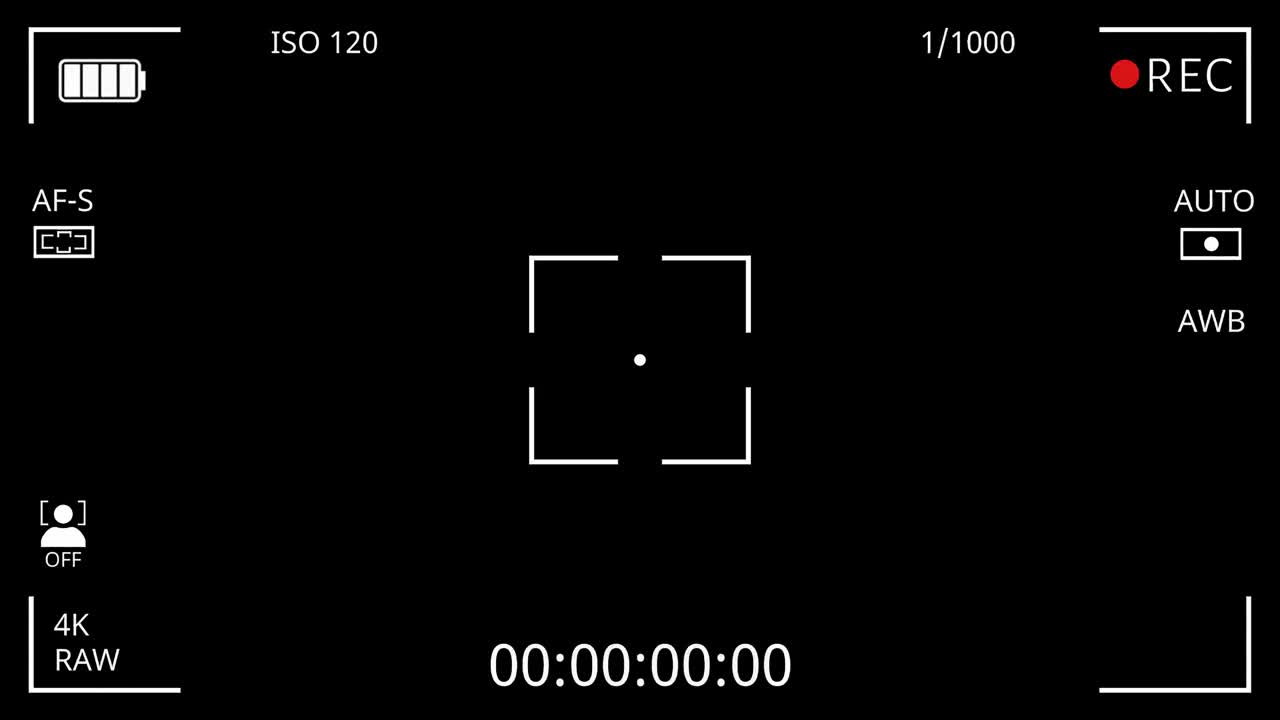 动画录像机摄像头取景器屏幕4K分辨率大小和alpha通道视频素材