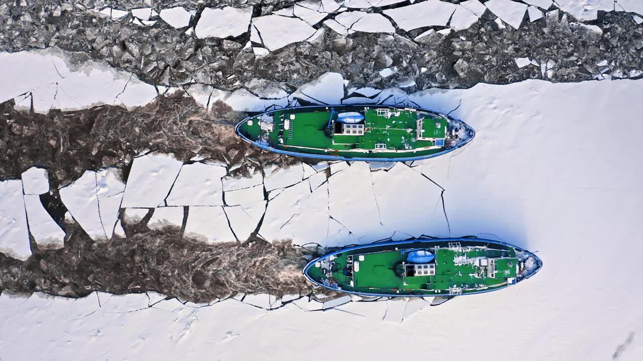 维斯瓦河的破冰船，普洛克，2020年02月18日，波兰视频素材