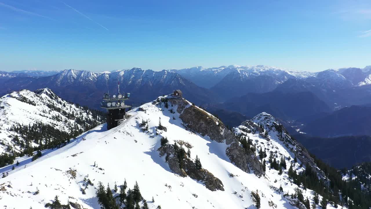 Hochkar电台和下奥地利的视点，山顶在冬季视频下载