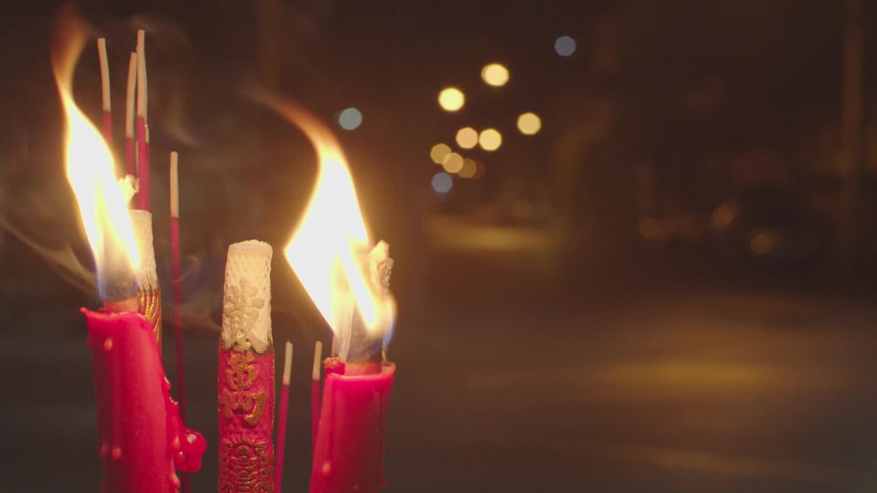 香和烛灯过渡祈祷和尊敬视频素材